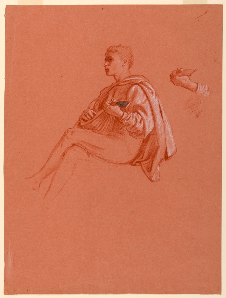 绘画，弹琵琶的男孩，1871-72 年 作者 伊莱休·维德