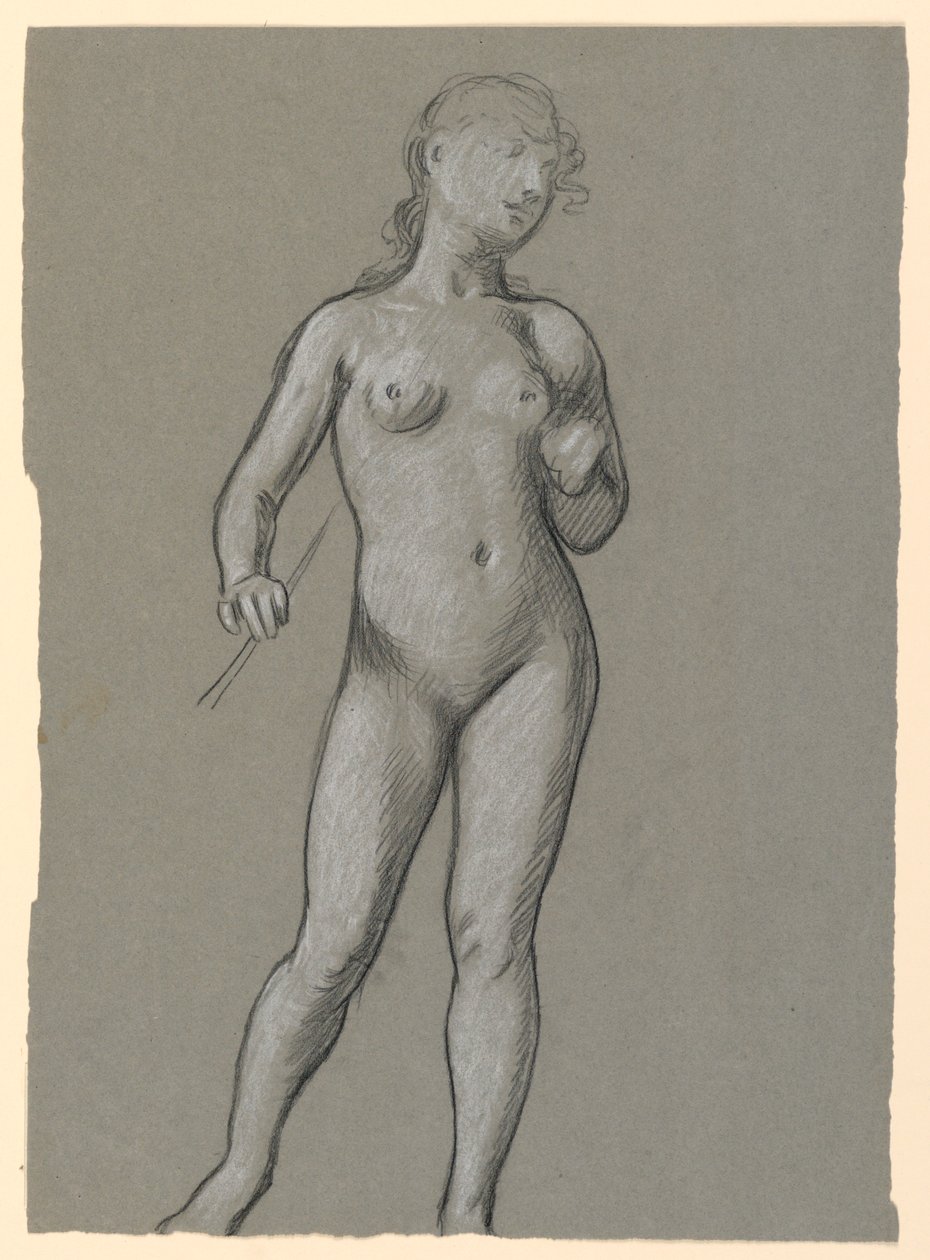 素描，女性裸体研究，约 1885 年 作者 伊莱休·维德