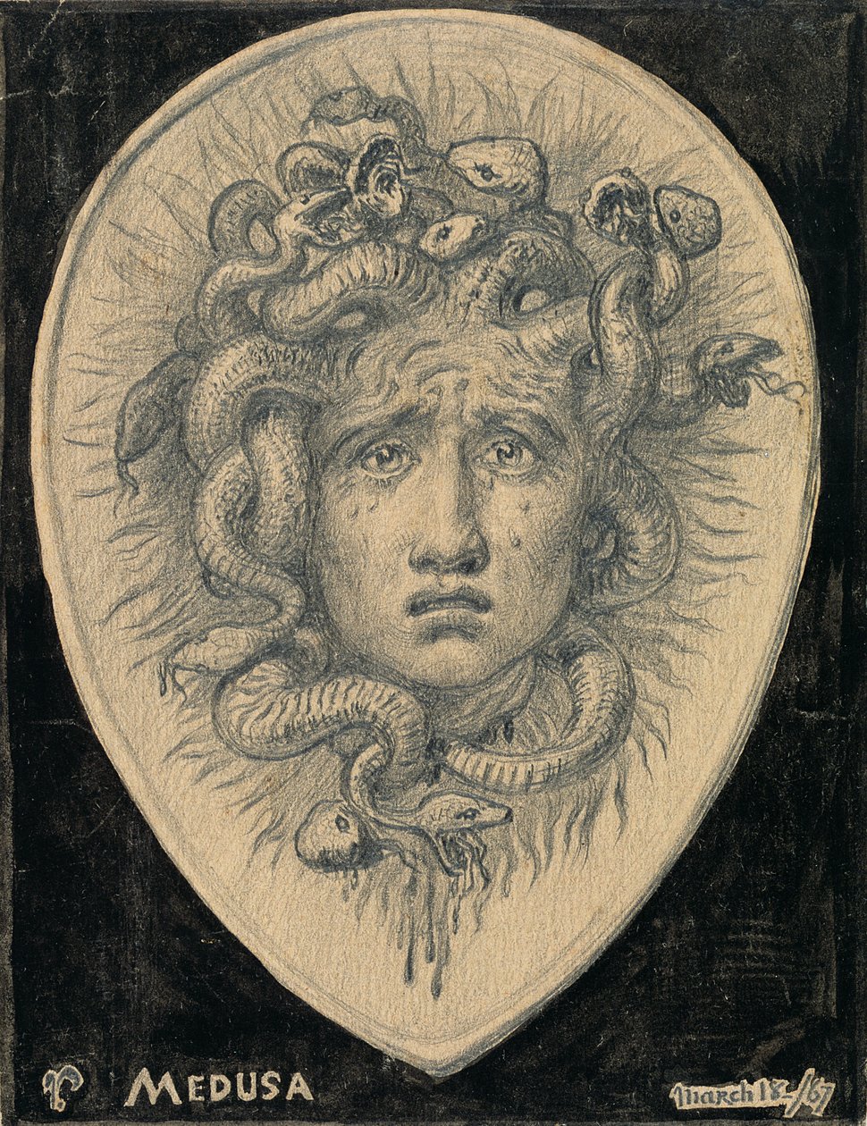 美杜莎，1867年（铅笔和墨水在纸上） 作者 伊莱休·维德