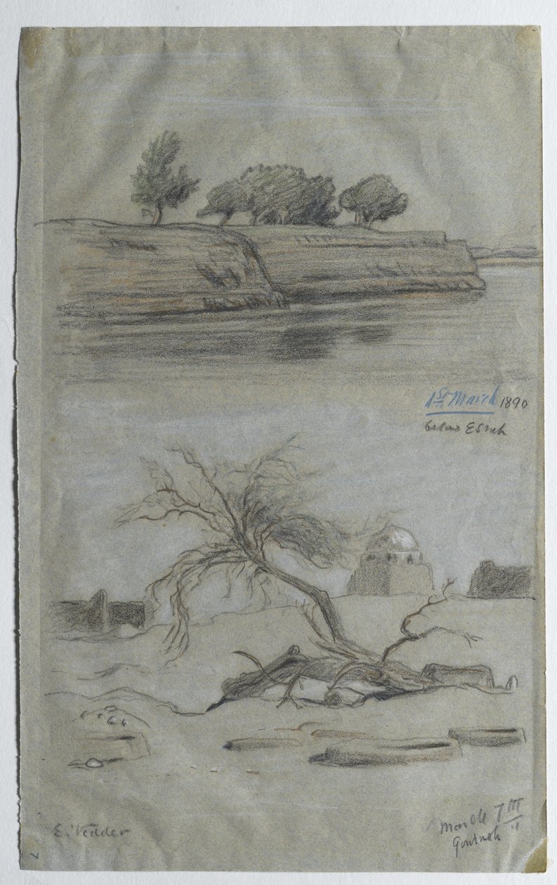 尼罗河，1890年（彩色铅笔在纸上） 作者 伊莱休·维德