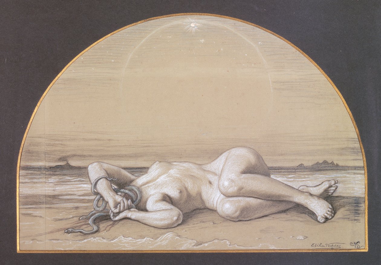 死去的美杜莎（纸上粉笔画） 作者 伊莱休·维德