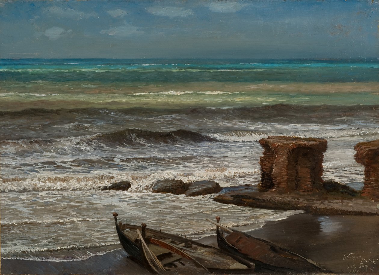 帕洛的波浪 1874 年（纸板油画，裱在画布上） 作者 伊莱休·维德
