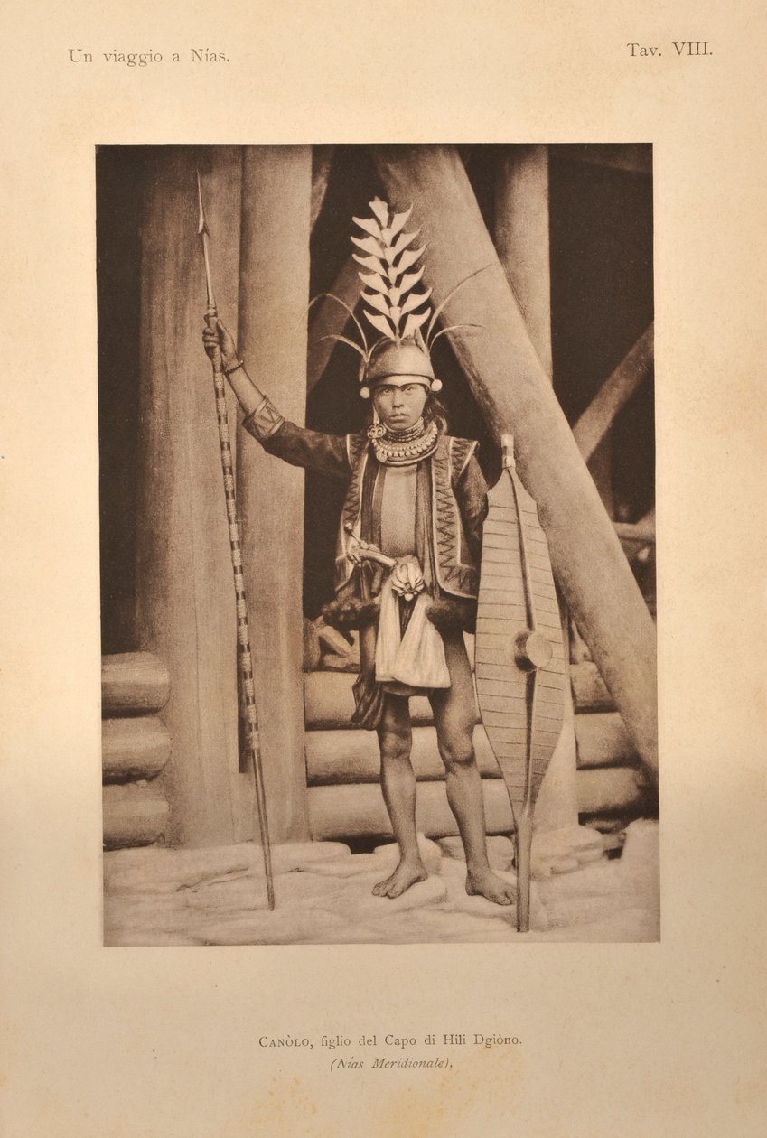 Nias Chieftain，来自“Nourney之旅”，1900年 作者 埃里奥·莫迪利亚尼