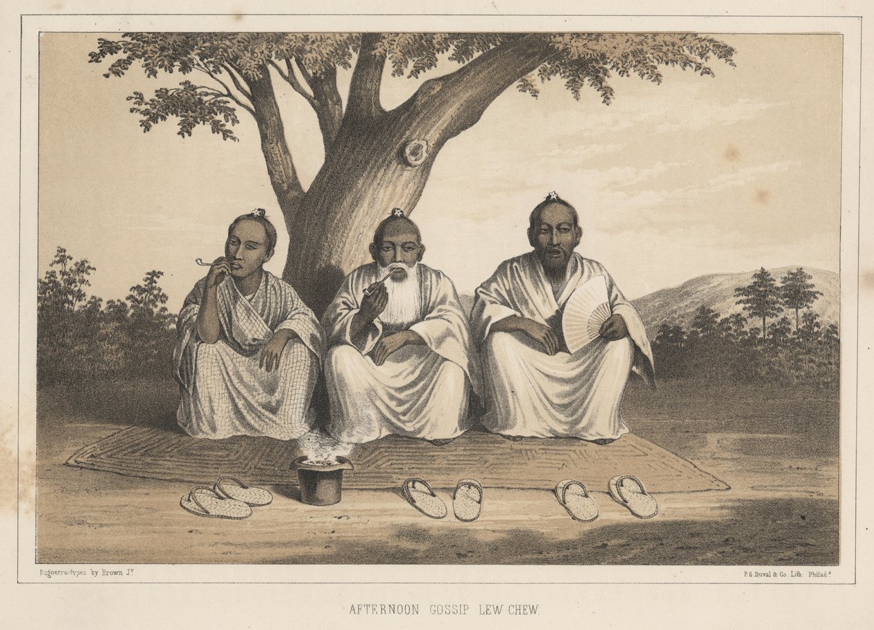 下午八卦，Lew Chew，1855 作者 Eliphalet布朗