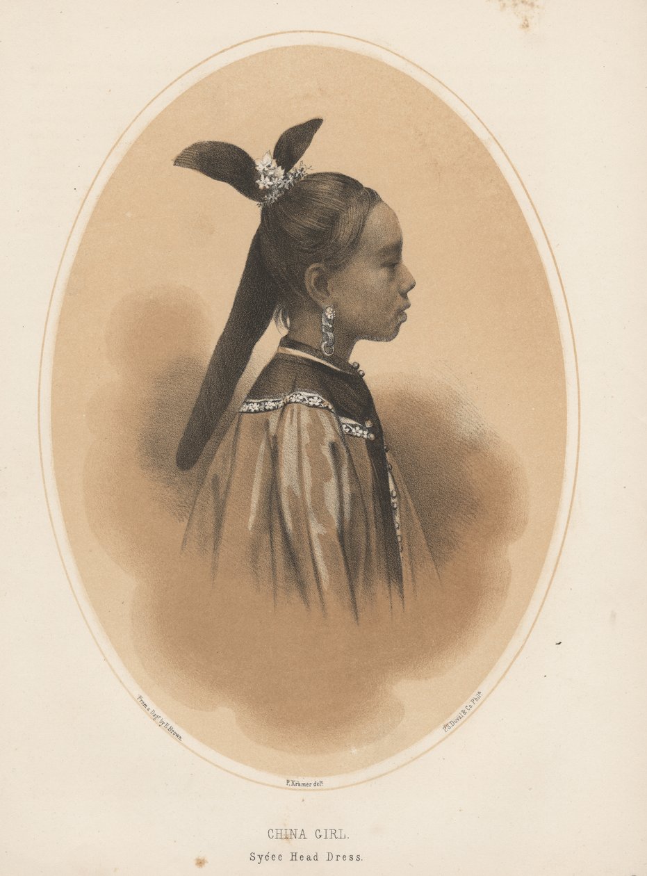 中国女孩，Sycee Head Dress，1855 作者 Eliphalet布朗