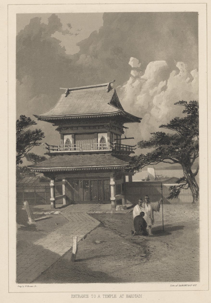 1855年在Hakotadi的一座寺庙入口 作者 Eliphalet布朗