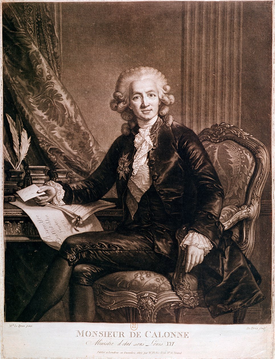 Charles Alexandre de Calonne（1734-1802）路易十六（1754-93）财务总监，由de Brea雕刻 作者 伊丽莎白·路易丝·维吉·勒布朗