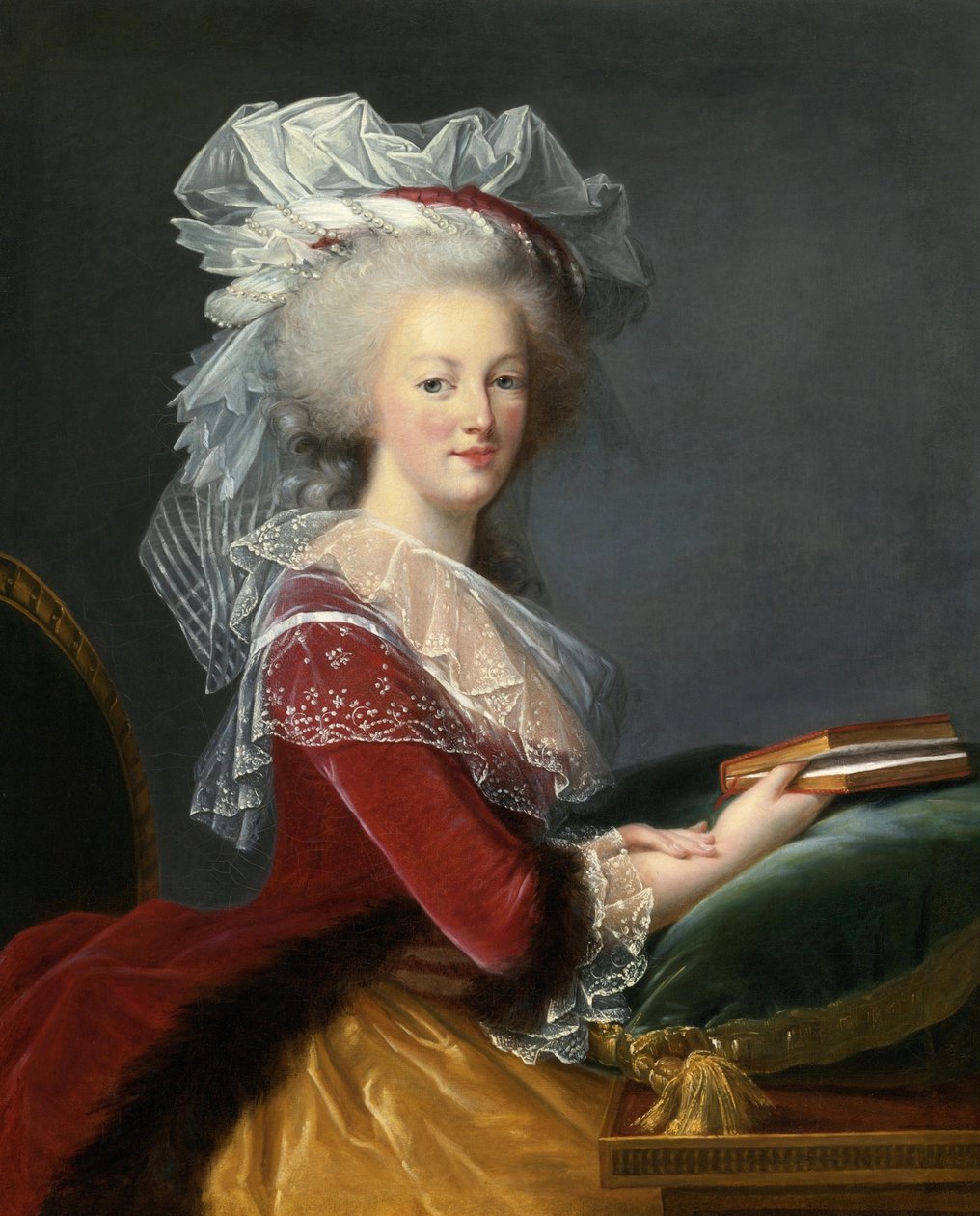 《洛林·哈布斯堡 (1755-1793) 法国女王玛丽·安托瓦内特 (Marie-Antoinette) 的肖像》 玛丽·路易丝·伊丽莎白·维吉·勒布伦 (Vigee-Lebrun) (1755-1842) 的画作 (1755-1842) 1785 年私人收藏 作者 伊丽莎白·路易丝·维吉·勒布朗