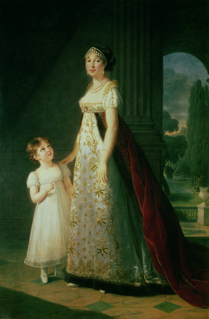 玛丽亚·卡罗来纳州·波拿巴（Maria Carolina Bonaparte，1782-1839年），那不勒斯皇后与女儿Laetitia Murat 作者 伊丽莎白·路易丝·维吉·勒布朗
