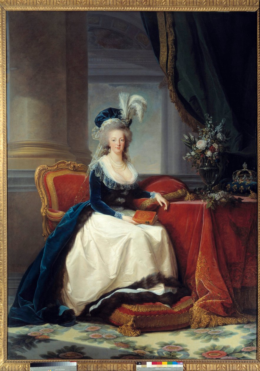 Marie-Antoinette - 法国女王 Marie Antoinette de Lorraine Habsburg 的全长肖像 (1755 - 1793) - Marie Elisabeth Louise Vigee Le brun（或 Vigee-Lebrun 或 Vigee Lebrun）的绘画（1755-1842） 作者 伊丽莎白·路易丝·维吉·勒布朗