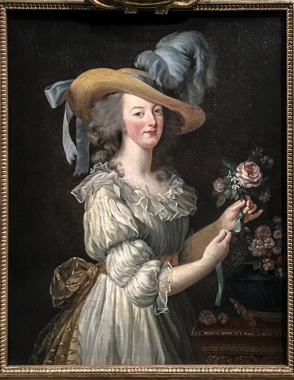 玛丽莲·安托瓦内特（Marie Antoinette）穿着平纹细布连衣裙。 作者 伊丽莎白·路易丝·维吉·勒布朗