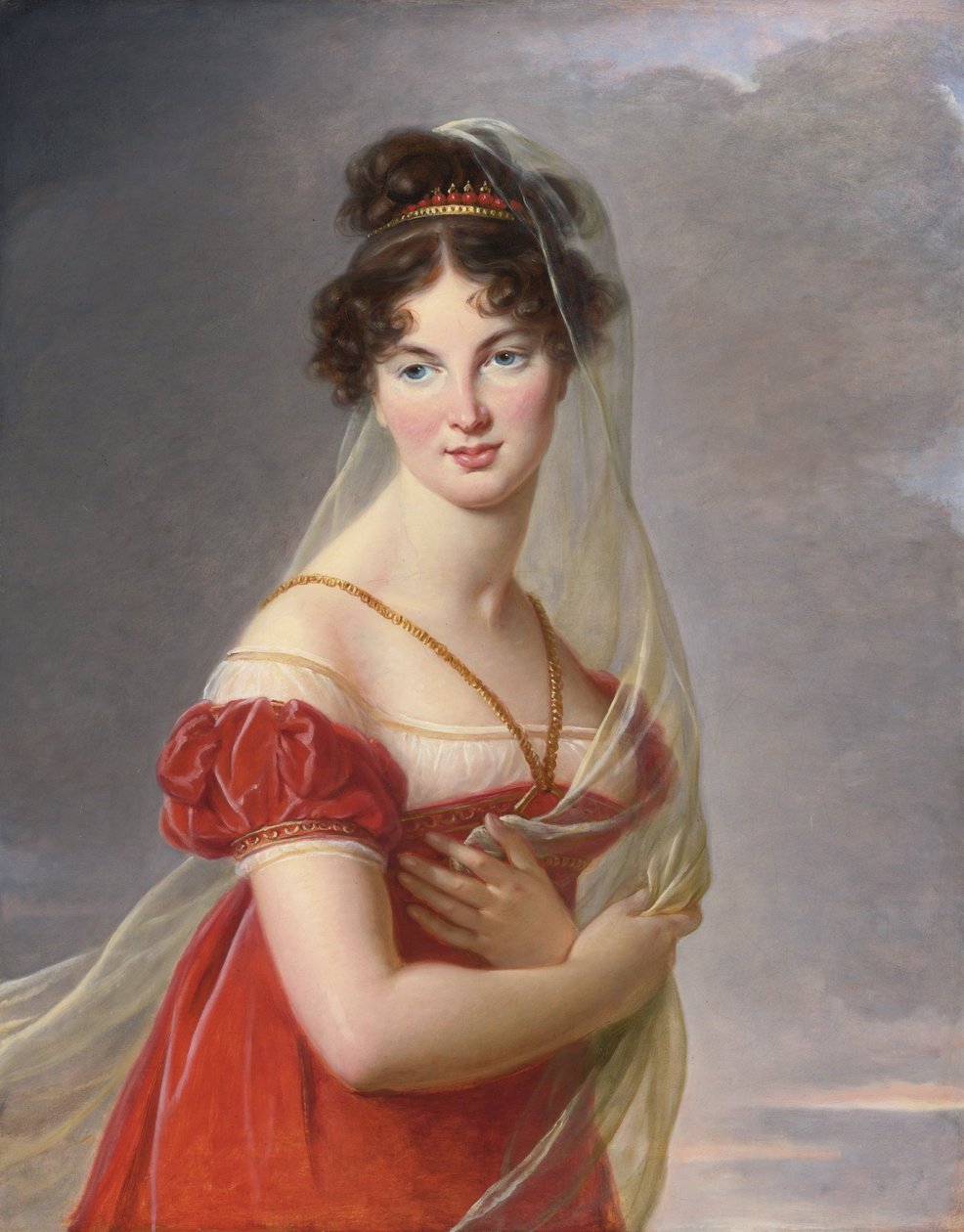 "Alexander Lvovich Davydov 将军（1773-1833 年）的妻子 Aglae Angelique Gabrielle de Gramont（1787-1842 年）的肖像。玛丽-路易丝-伊丽莎白-维吉-勒布伦（Vigee-Lebrun）（1755-1842 年）的画作 1800-1805 年 私人收藏 作者 伊丽莎白·路易丝·维吉·勒布朗