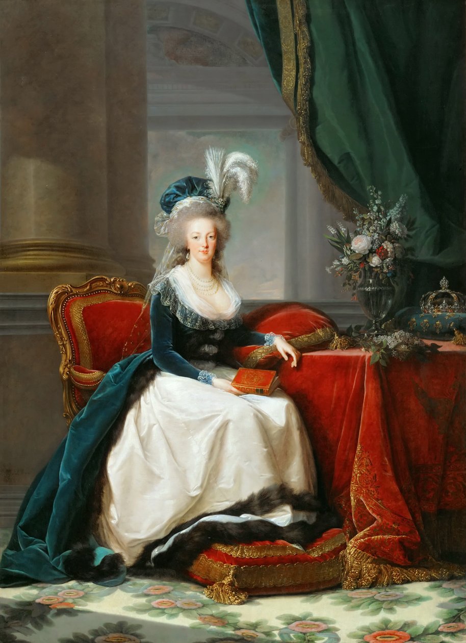 1755-1793年法国玛丽·安托瓦内特女王肖像，约1788年。 作者 伊丽莎白·路易丝·维吉·勒布朗