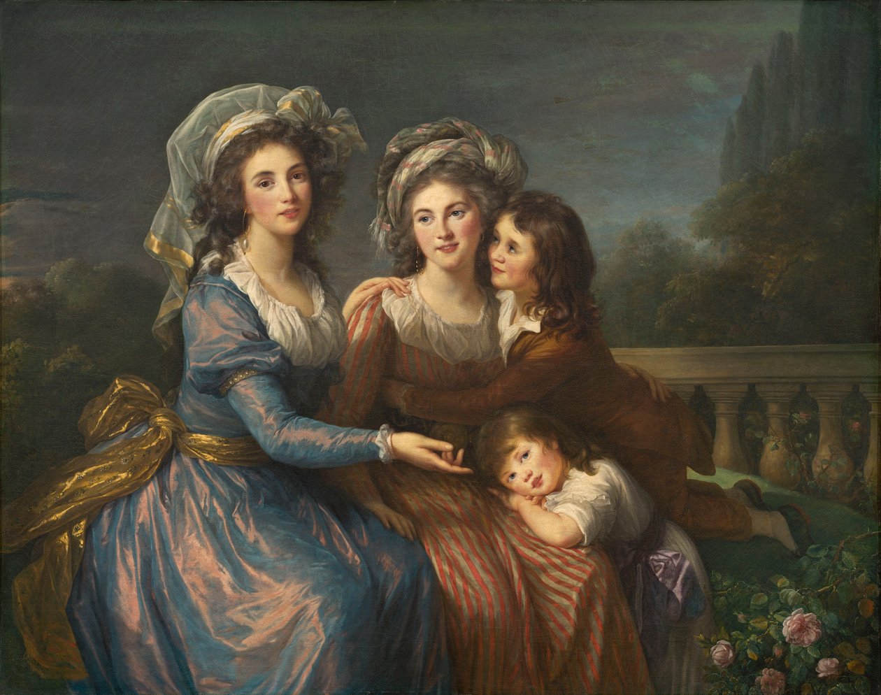 侯爵夫人佩萨（Marquise de Pezay），以及侯爵夫人（Roquise deRougé）和她的儿子亚历克西斯（Alexis）和阿德里亚恩 作者 伊丽莎白·路易丝·维吉·勒布朗