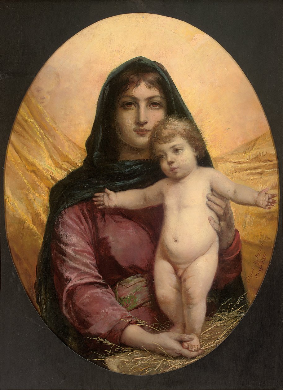 麦当娜与孩子，1881年 作者 伊丽莎白·玛丽亚·安娜（Elisabeth Maria Anna）Jerichau Baumann