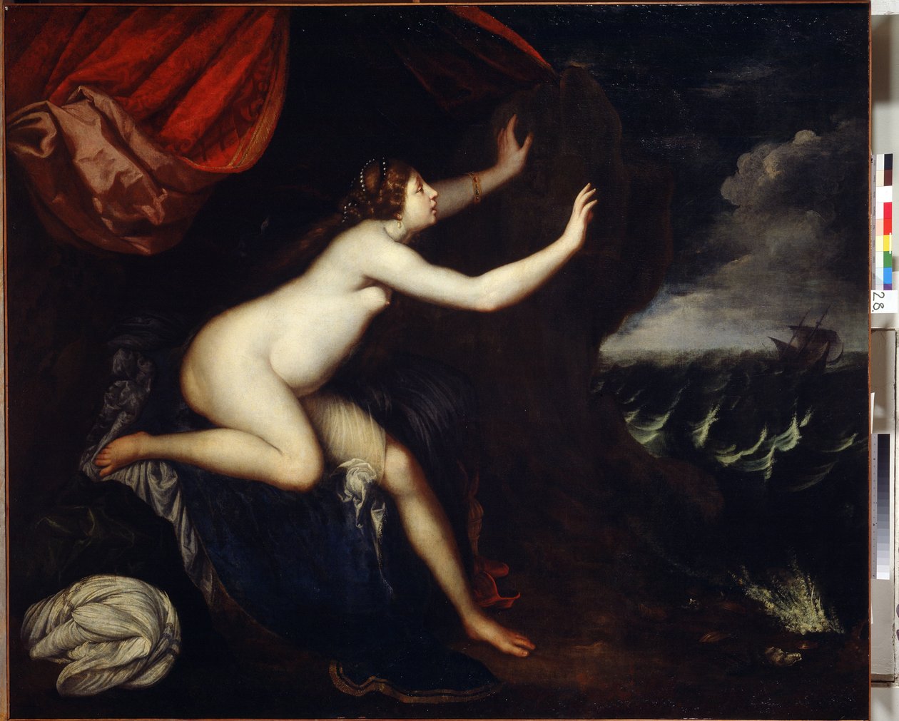 Ariane abandonnee par Thesee（阿里阿德涅）。Elisabetta Sirani（1638-1665 年）的绘画作品。水彩画 作者 伊丽莎白·赛拉妮（Elisabetta Sirani）