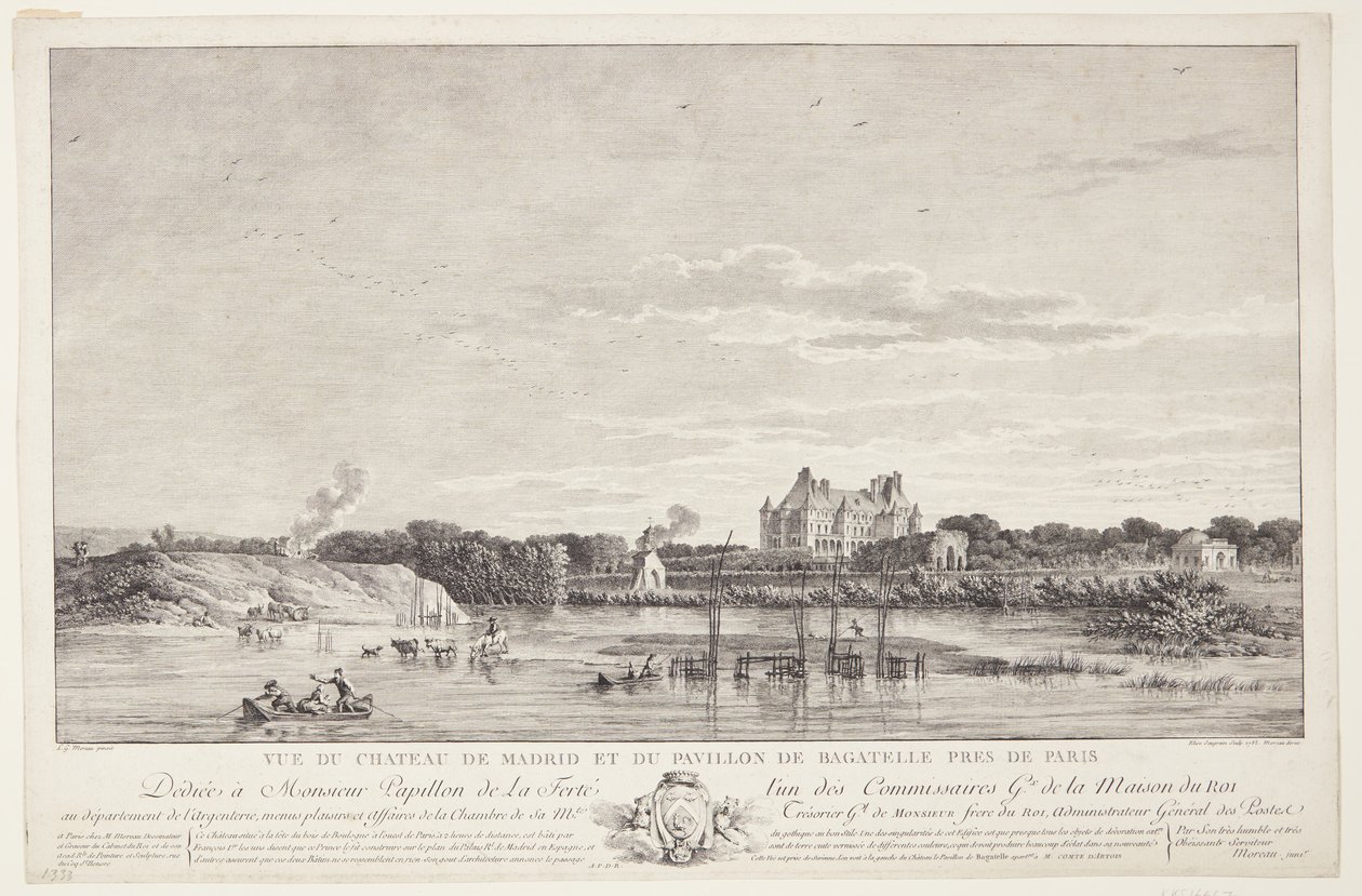 Udsigt over Chateau de Madrid og Pavillon de Bagatelle（巴黎附近的马德里城堡和巴加泰尔亭的景观） 作者 伊莉丝·索兰