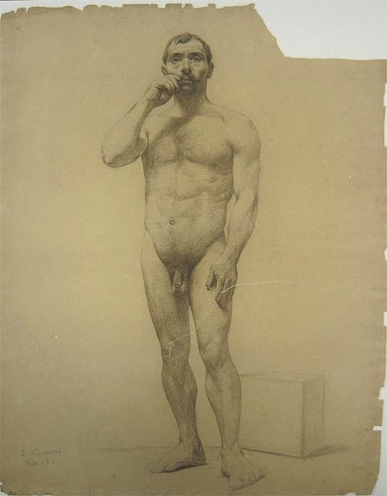 裸体站立的男性 作者 伊丽莎·维斯康蒂（Eliseu Visconti）
