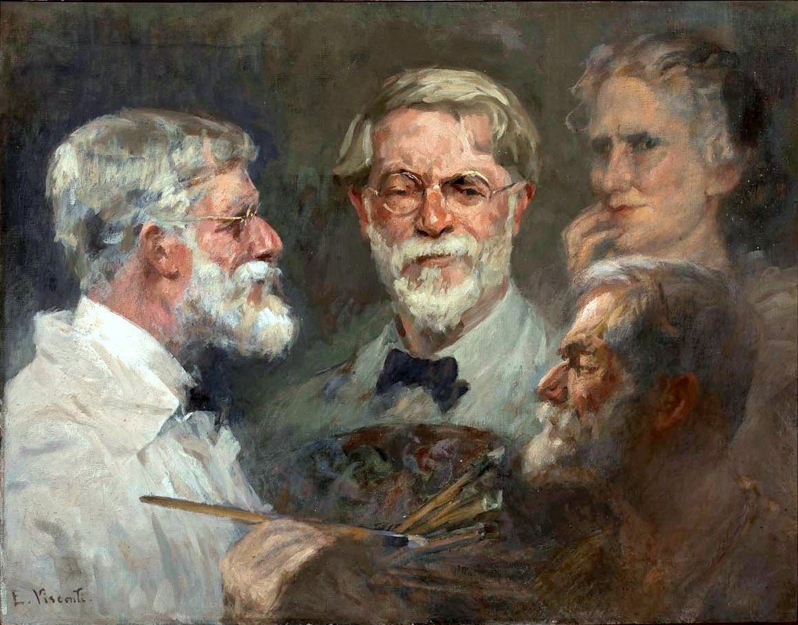 三个位置的自画像 作者 伊丽莎·维斯康蒂（Eliseu Visconti）