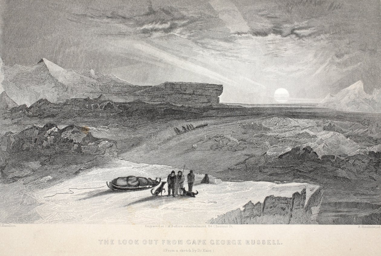 从乔治·罗素（Cape George Russell）看，“寻找约翰·富兰克林爵士的第二次格林内尔远征队的插图......”，1856年 作者 伊丽莎·肯特·凯恩