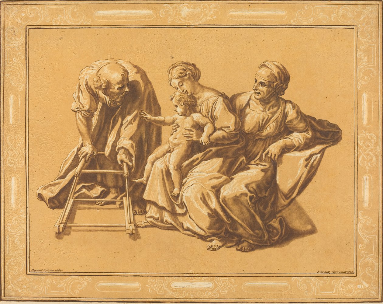 神圣的家庭 作者 Elisha Kirkall，在 Giulio Romano 之后