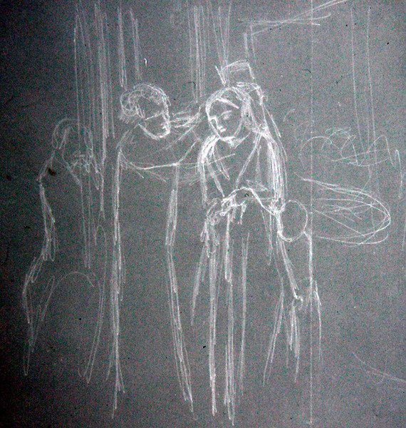 在磨坊里（纸上铅笔画） 作者 伊丽莎白·埃莉诺·西达尔