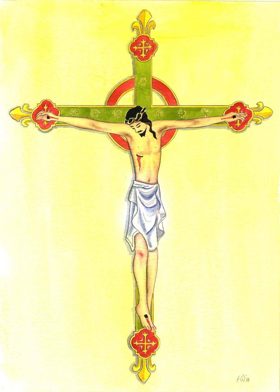 耶稣受难像，2001年（带纸） 作者 伊丽莎白王