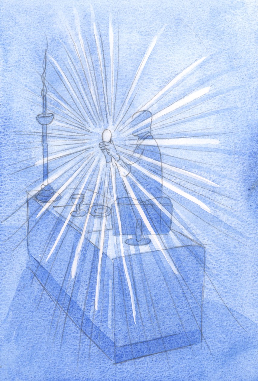 在“ Corpus Christi”盛宴（基督的圣身和鲜血）上，来自高架的主人发出的灿烂光线，2001年（纸上w - c） 作者 伊丽莎白王
