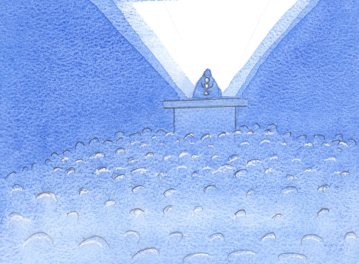 庆祝活动的核心是圣祭的献祭，基督通过它为我们恳求和赎罪，2002年（纸上写有w - c） 作者 伊丽莎白王