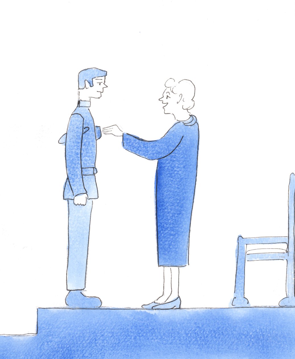 基督徒如果能很好地侍奉基督，死后就能直接升入天堂，就像那些英勇的士兵，他们的勇气得到了女王的认可，2004 年（纸面水彩画） 作者 伊丽莎白王