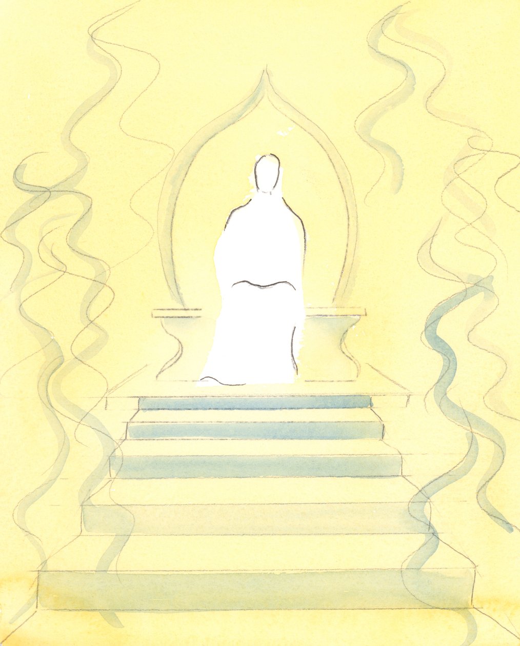 父神住在荣耀之火中，住在天上。在他的宝座前，人们被带去接受审判，2004年（纸上写有w - c） 作者 伊丽莎白王