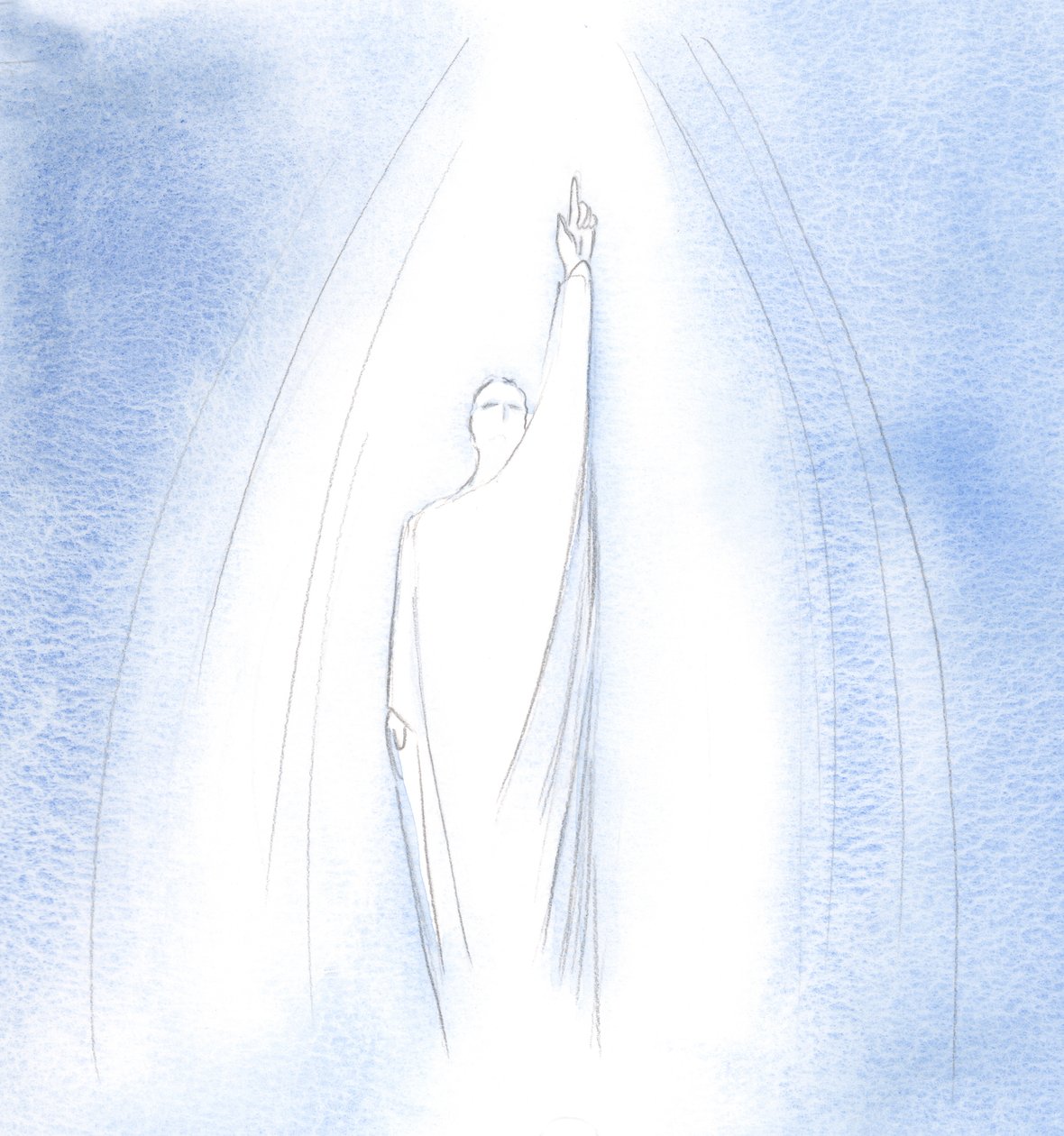 他将我所有的祈祷指示给了父亲，敦促我跟随他通往上帝之心的路。（2001年，纸上写真） 作者 伊丽莎白王