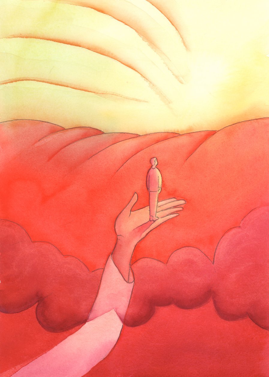 在沉思中，基督使我们超越了尘世间的思想，到达了天堂的边缘，2002年（纸上写有w - c） 作者 伊丽莎白王
