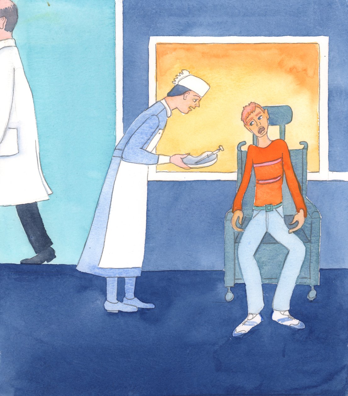 蓄意杀害病人或协助他们自杀是违背上帝旨意的，2005 年（纸面水彩画） 作者 伊丽莎白王