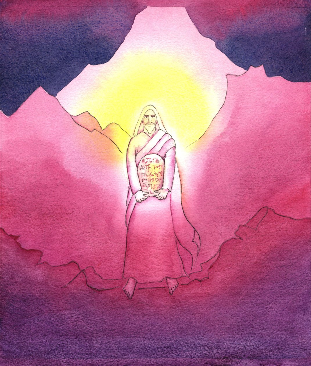 摩西推倒了《十诫简书》，2001年（带纸） 作者 伊丽莎白王