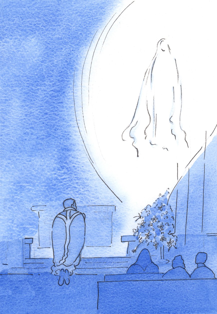 2003年5月，我们的祝福女士出现在我们身边的光芒四射，我们为祈祷念珠而献身时感到非常高兴（w - c在纸上） 作者 伊丽莎白王