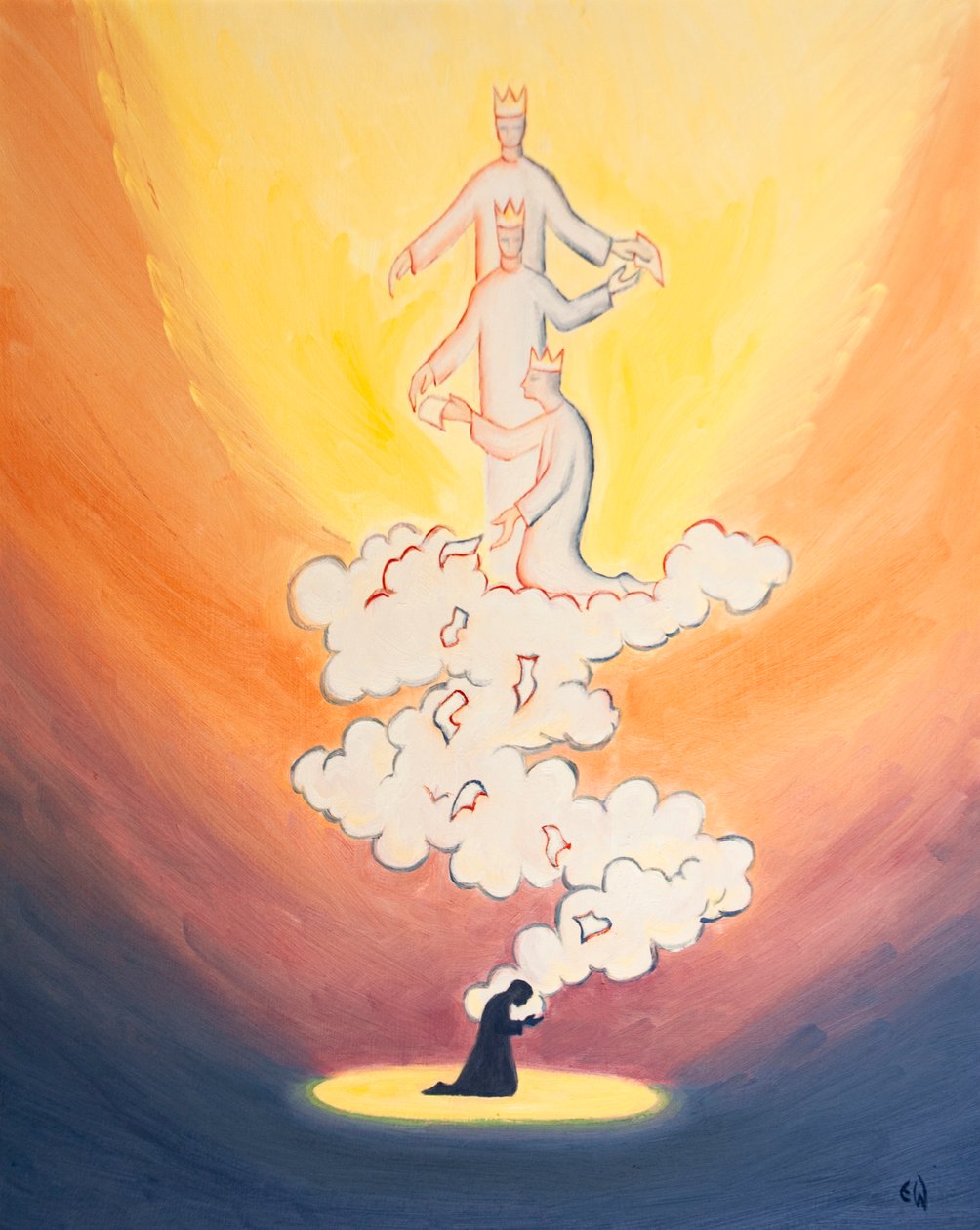 我们对他人的祈祷像在香云上升起的香云升上天堂，献给三位一体的上帝，上面写着我们亲爱的所有人的名字，2000年（船上有油） 作者 伊丽莎白王