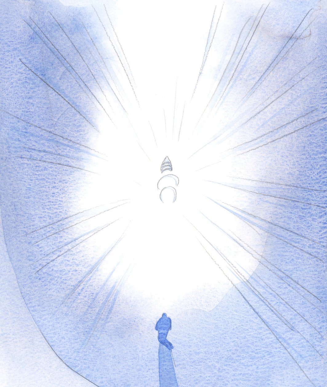 圣徒和天使聚集在三个神圣的人周围。父神以三冠王冠“加冕”，2001年（纸上w - c） 作者 伊丽莎白王
