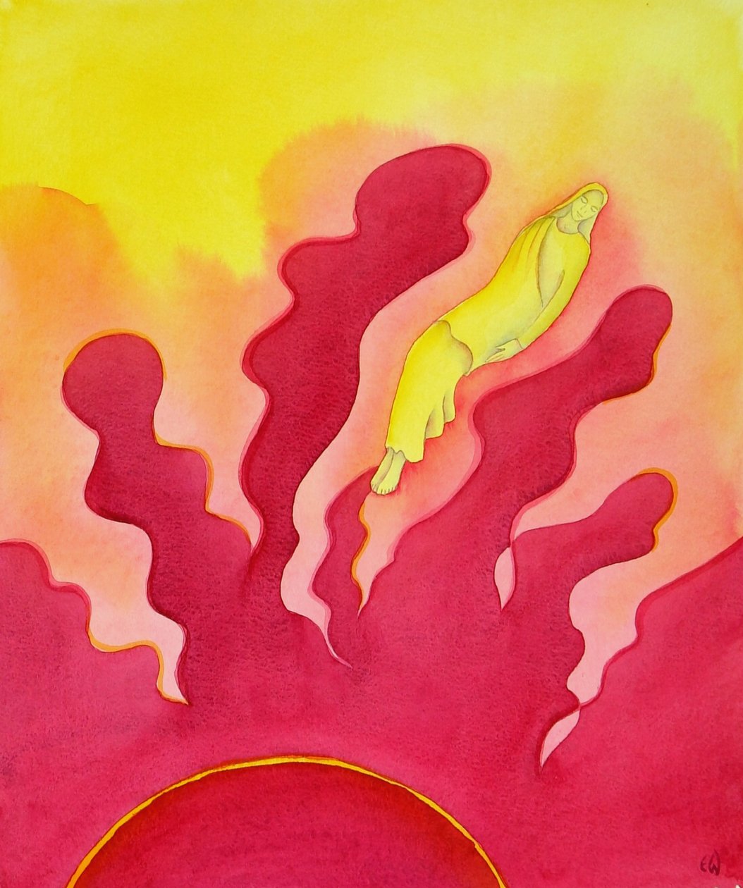圣母玛利亚的升天，被圣灵提升到天堂，2001年（纸上水） 作者 伊丽莎白王