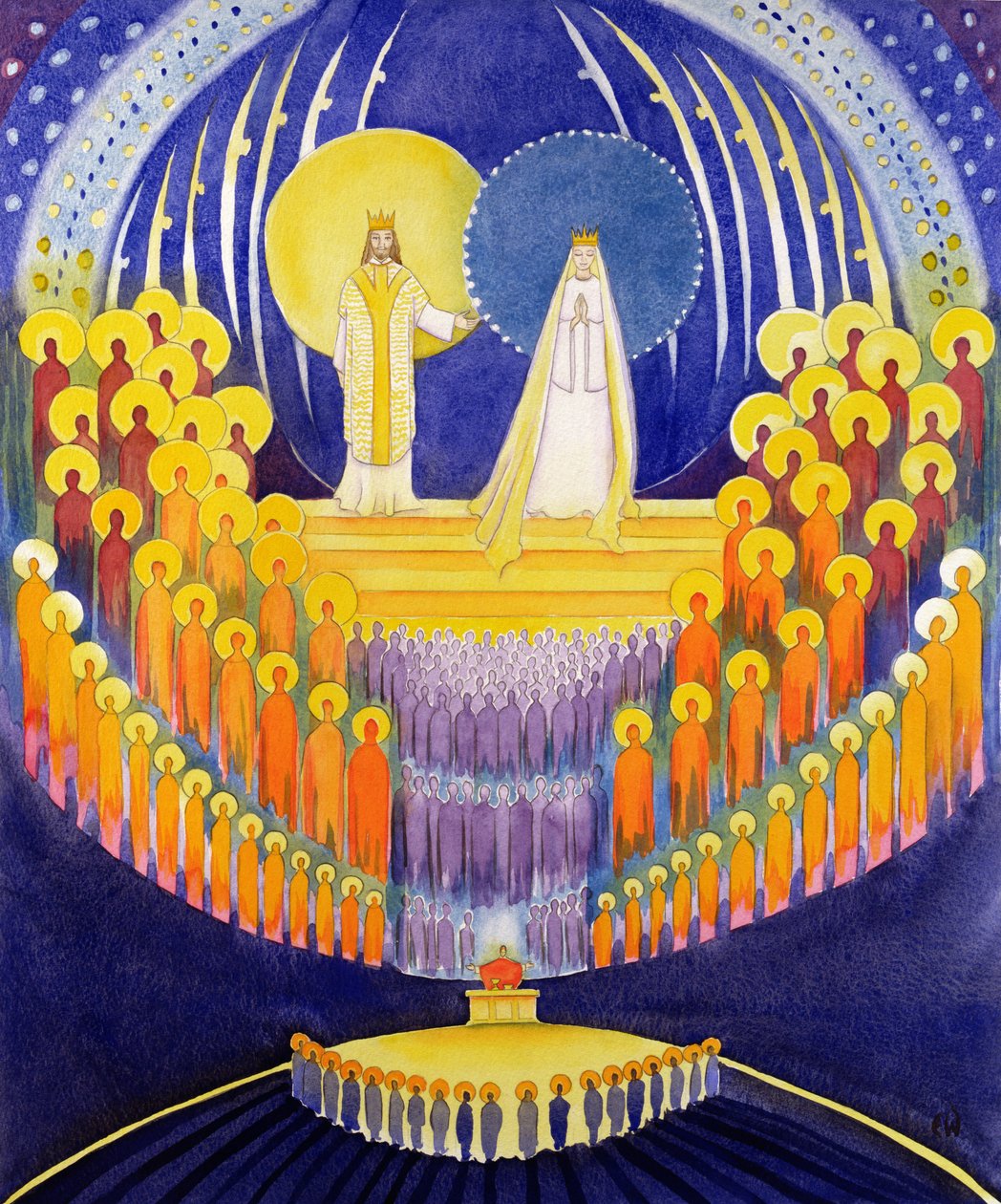 圣母玛利亚的加冕礼和诸圣的荣耀，2003年（纸上w - c） 作者 伊丽莎白王