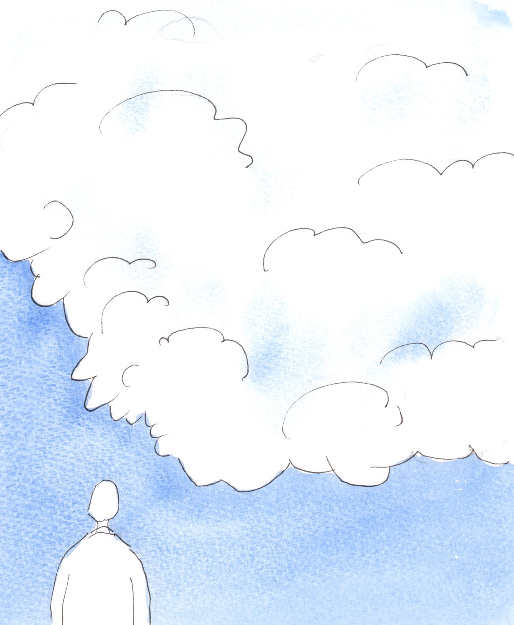 神的本体就像一朵不透明的云，我们的视线无法穿透它，了解神的计划和想法，2005 年（纸面水彩画） 作者 伊丽莎白王