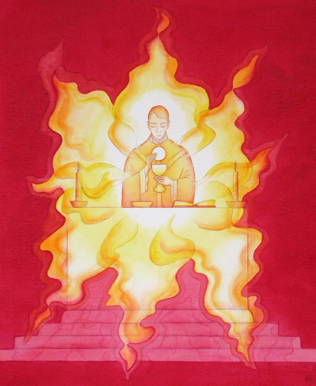 耶稣在圣体圣事中的存在就像是一团炽烈的荣耀之火，2001年（带纸） 作者 伊丽莎白王