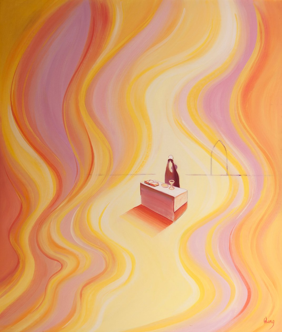 基督在群众中的荣耀就像一场大火，照亮了圣所，2001年（船上有油） 作者 伊丽莎白王