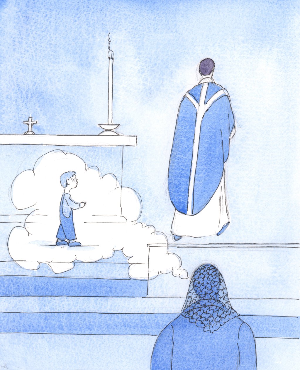 牧师的母亲应认识到自己在其天职发展中所起的作用，2005 年（纸面水彩画） 作者 伊丽莎白王