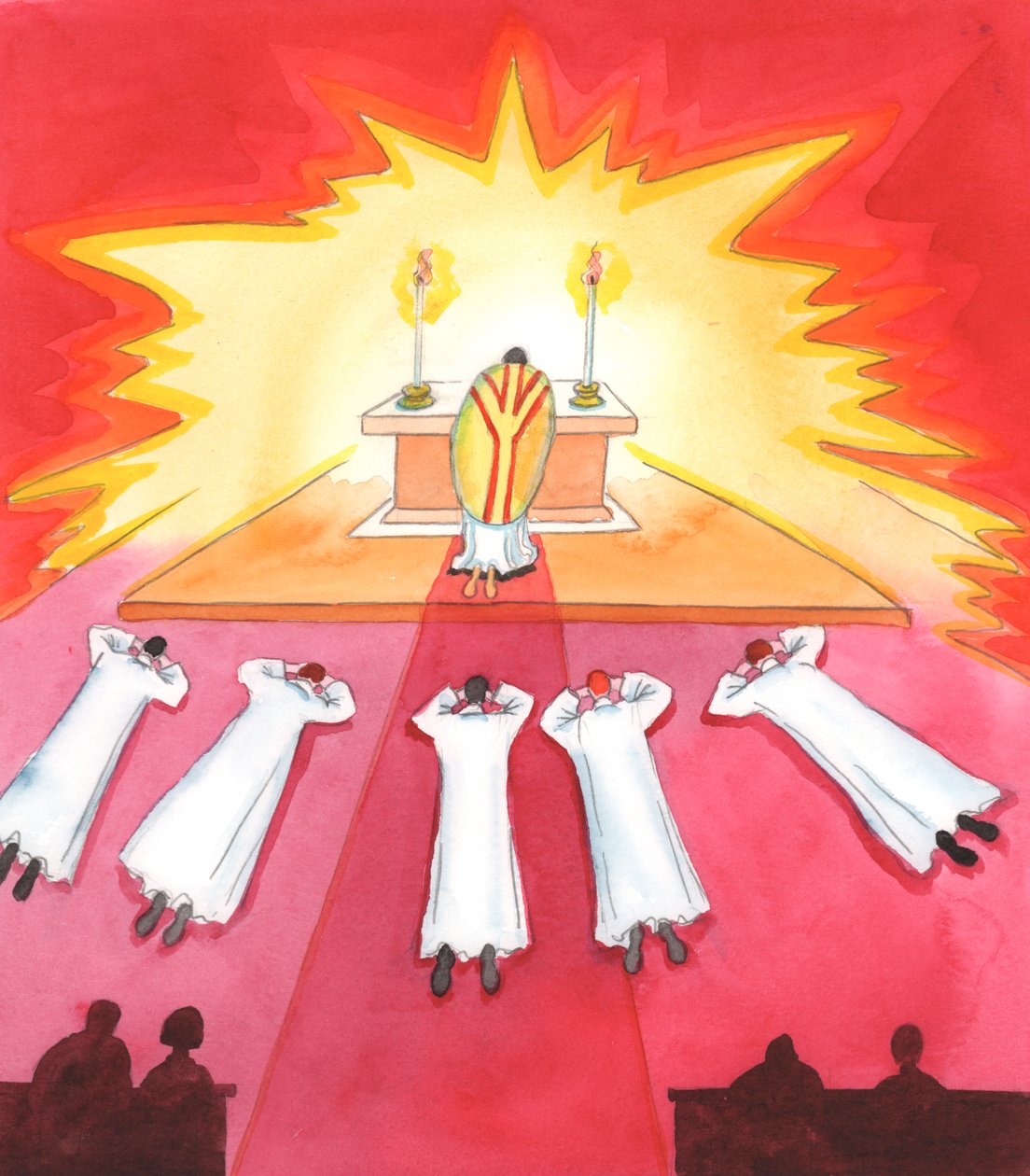 出于对基督及其牧师的爱，忠于教会教义的家庭成为圣召和修会生活的温床，2005 年（纸面水彩画） 作者 伊丽莎白王