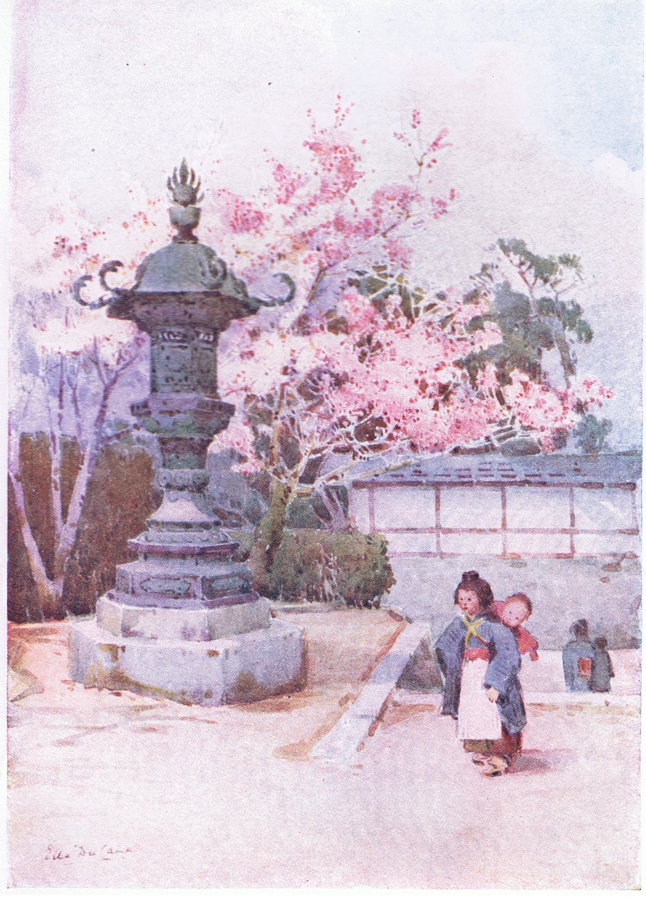 Japanese children c.1900 (colour litho) 作者 艾拉·杜甘蔗