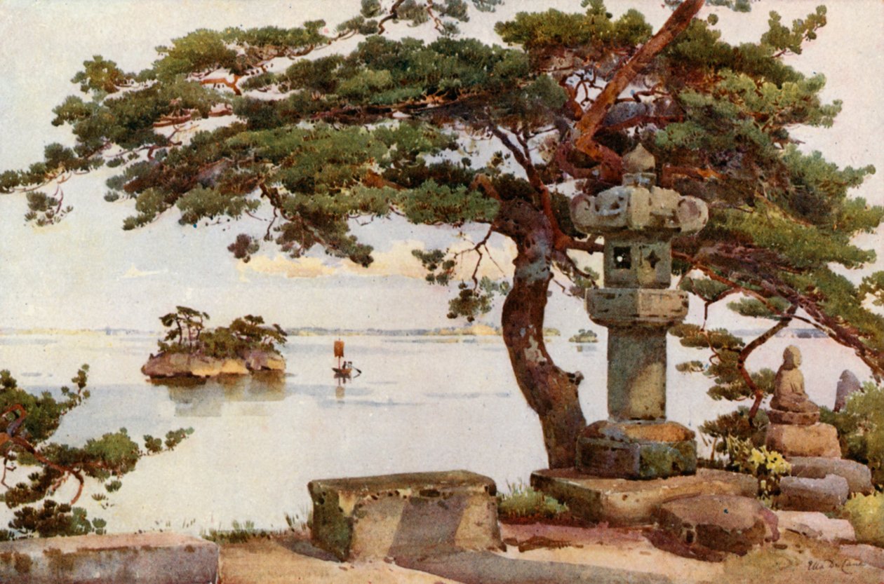 松岛的松树（彩色石版画） 作者 艾拉·杜甘蔗