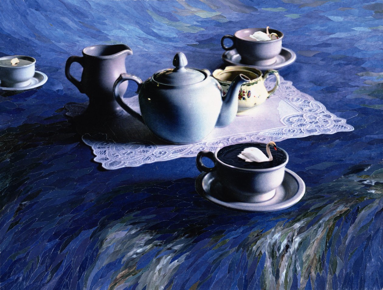 与戈迪的茶时间，1998年（纸质马赛克拼贴） 作者 艾伦·高拉（Ellen Golla）