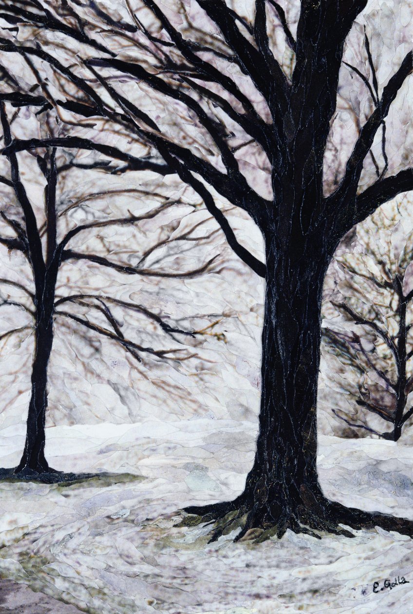 冬季树木，格林威治公园，2004年（纸质马赛克拼贴） 作者 艾伦·高拉（Ellen Golla）