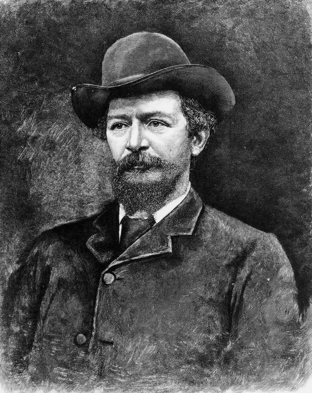Algernon Charles Swinburne，雕刻照片（雕刻）（bw照片） 作者 艾略特和弗莱工作室